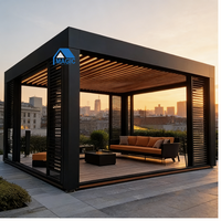Pergola extérieure imperméable avec auvent électrique, parasol bioclimatique, gazebo de jardin, pavillon en aluminium, pergola à toit à lames orientables