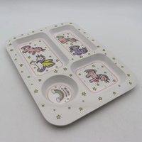 Assiette pour enfants à 4 compartiments, assiettes en mélamine personnalisées, assiette en mélamine pour enfants, impression personnalisée