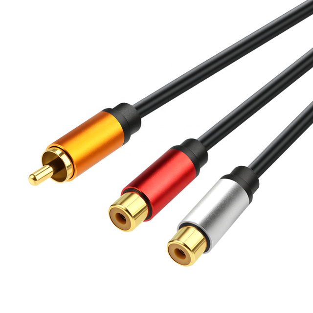 RCA Splitter Cable 1 Male 2 Female Y Stereo Audio Video Adapter Extension Cord Car HDTV Speaker Home Theater PVC
