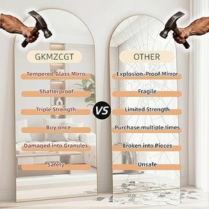 Miroir sur pied pleine longueur 56x21 rectangulaire noir avec cadre en alliage d'aluminium, verre trempé, design minimaliste, installation murale - Product Image 3