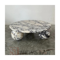 Newstar Vente Chaude Marbre Salon Centre Table Ronde Sphère Boule Base Marbre Table Basse Avec 3 Boules Pieds