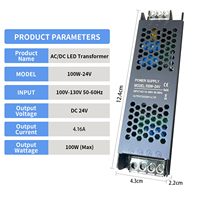 Alimentation électrique à découpage 12V/24V 100W en aluminium ultra-plat AC/DC pour bande LED, armoire, éclairage linéaire