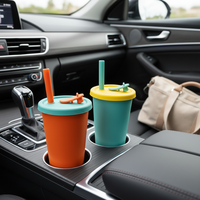 Gobelet isotherme résistant aux hautes températures, écologique, en plastique, avec paille, pour enfants, voyage, sport, extérieur, portable, pour thé au lait
