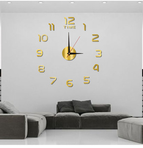 Grande <span class=keywords><strong>horloge</strong></span> numérique 3D DIY décoration murale maison luxe créatif acrylique autocollant horloges murales modernes design - Product Image 5
