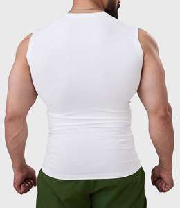 Débardeur de sport basique <span class=keywords><strong>sans</strong></span> manches pour homme, respirant, séchage rapide, en Spandex/Polyester, compression sportive pour la gym, vente en gros - Product Image 2