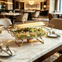 Chauffe-Plat de Luxe pour Traiteur, Ensemble Buffet Moderne Doré 2L/3L Alimenté au Carburant