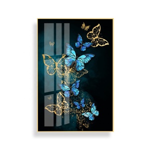 <span class=keywords><strong>Arte</strong></span> colgante para pared, pinturas de cerámica de vidrio impresas con marco de aluminio dorado, pintura de porcelana de cristal, nuevo - Product Image 1