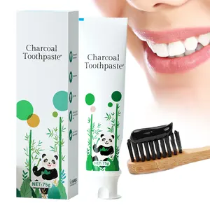 2024 Charcoal Toothpaste Private Logo Instant White Natural Bamboo Activated Black Charcoal Toothpaste With Brush