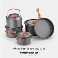 Ensemble de cuisine de camping en alliage d'aluminium avec modèle thermographique – Poêle et bouilloire portables pour la randonnée en plein air – Kit complet d'équipement de cuisson