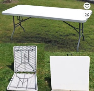Hot Sale Indoor Outdoor Events Wedding Rectangular White HDPE Plastic Farmhouse Design <b>Aluminum</b> Frame Foldable Picnic Dining - Product Image 1