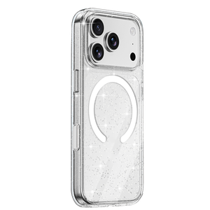 Coque magnétique anti-poussière à découpes de précision 1:1 avec paillettes pour iPhone 17/18 Pro, transparente et scintillante - Product Image 2