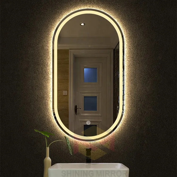 Wholesale LED Bathroom Mirror, Black Framed Gradient Front and Backlit LED Mirror for Bathroom, 3 Colors Dimmable