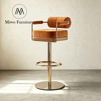 Chaises de bar pivotantes de luxe pour restaurant, tabourets de bar modernes pour cuisine, tabourets à bascule en métal doré avec siège en velours, hauteur réglable