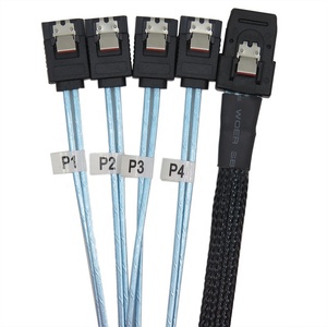 <strong>Mini</strong> <strong>SAS</strong> <strong>to</strong> <strong>SATA</strong> Cable 3.3Feet 1m <strong>Mini</strong> <strong>SAS</strong> <strong>Host</strong>/Controller <strong>to</strong> <strong>4</strong> <strong>SATA</strong> <strong>Target</strong>/Backplane (3.3Ft) - Product Image 2