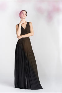 Abito Nero in Cashmere Personalizzabile per Giovani con Design Distintivo a Pieghe, <span class=keywords><strong>Elegante</strong></span> Schiena Scoperta, Scollo a V Profondo, Asciugatura Rapida, Lunghezza a Terra A68 - Product Image 5