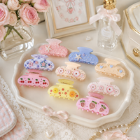 Newyeah Vente en gros de pinces à cheveux en acétate de cellulose personnalisées, décorées, mignonnes, à motifs de fruits et de fleurs, accessoires pour cheveux pour femmes