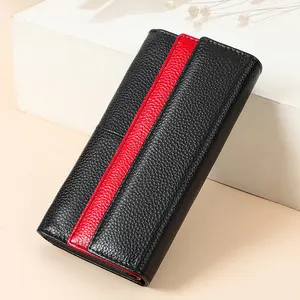 Cartera WESTAL de cuero genuino para mujer, Tarjetero con clip para dinero, Cartera de cuero para mujer