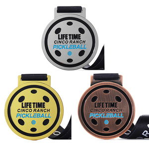 Medallas Deportivas Personalizadas con Logotipo Metálico, Redondas, Doradas, Plateadas, Antiguas, Recubiertas de Cobre, Esmaltadas, para Competición de Pickleball - Product Image 3
