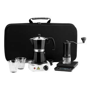 HIGHWIN 6 pezzi portatile Espresso Moka Set manuale macinacaffè tazza da caffè in vetro <span class=keywords><strong>borosilicato</strong></span> per viaggi in campeggio - Product Image 1