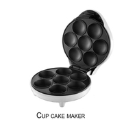 Gaufrier électrique 7 en 1 avec plaques antiadhésives de 20 cm pour gaufres belges, cupcakes, donuts et cornets de glace, contrôle de la température, usage domestique