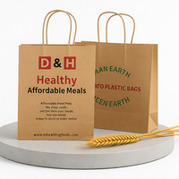 Sacs en papier kraft marron personnalisés de luxe, écologiques, avec logo estampé et poignées horizontales, pour l'emballage de bonbons et d'aliments en vrac