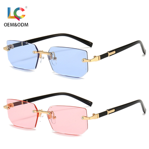 Lunettes de <span class=keywords><strong>soleil</strong></span> rectangulaires sans monture tendance en PC couleur bonbon pour femmes et hommes, protection UV400, idéales pour les fêtes - Product Image 2