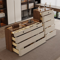 Commode à bijoux en bois de style italien antique à huit tiroirs avec serrure à empreintes digitales, multifonctionnelle, pour chambre principale, rangement de chevet