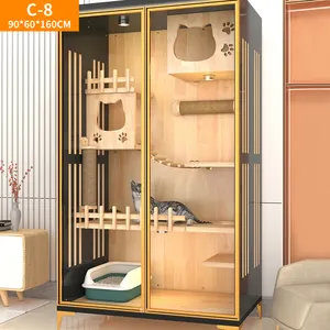 Nouveau design moderne d'intérieur grand espace durable multicouche cage à chat en bois maison pour petit animal