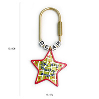 Porte-clés de luxe JS personnalisés avec lettres et perles en forme d'étoile, breloques Y2K mignonnes et colorées en métal pour clés de voiture, sacs et téléphones, vente en gros