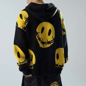 Pull à capuche en tricot jacquard surdimensionné à sublimation lourd personnalisé hiver motif animal brodé polyester/coton à capuche - Product Image 2