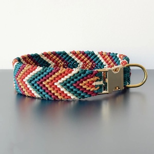 QQpift 럭셔리 조절 가능한 나일론 개 목걸이 꼰 개 목걸이 빠른 릴리스 버클 방수 Paracord에서 수제 - Product Image 2