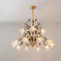 Lustre français de fleur de créativité de LED pour le salon chambre restaurant hôtel villa lampe suspendue en cristal pour la décoration à la maison