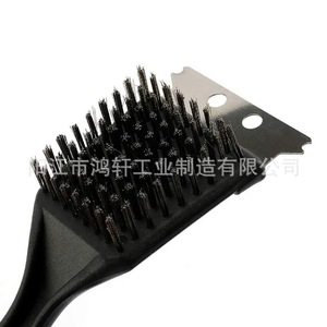 Stainless Steel Grill <b>Brush</b> With Spatula Head Copper <b>Wire</b> Bristles Black PP Handle For BBQ Cleaning Tools - Product Image 5