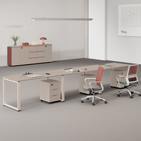 Bureau de travail moderne minimaliste ou bureau en bois double face kaki pour deux personnes