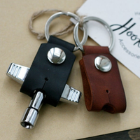 Étui porte-clés en cuir PU pour clé de batterie, support de clé de réglage de batterie en acier inoxydable avec anneau, accessoires de réglage de batterie en forme de T