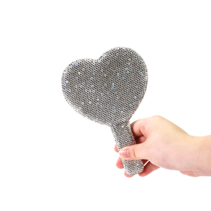 OEM Handheld Bling Diamond <strong>Rhinestone</strong> Lash Makeup Mirror Heart Shape Crystal Beauty Tool - Product Image 3