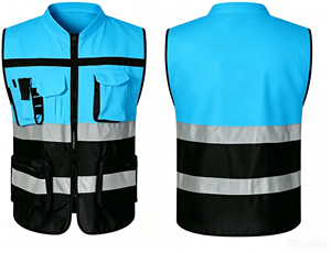 Gilet da Ingegnere Riflettente ANSI Classe 2 in Tessuto Pesante Bicolore con Collo Imbottito per Supportare Peso Extra e Tasche Cargo - Product Image 1