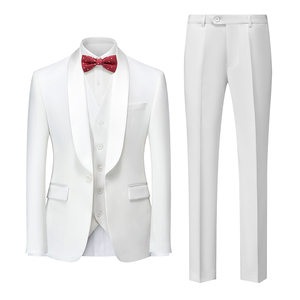 <span class=keywords><strong>Costume</strong></span> Homme Sur Mesure Formel à Revers Châle <span class=keywords><strong>Blanc</strong></span>, Ensemble 3 Pièces pour <span class=keywords><strong>Mariage</strong></span>, Smoking de Marié - Product Image 1