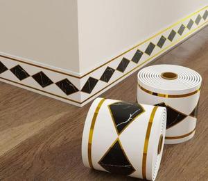 Rollo de Adhesivos Decorativos para <span class=keywords><strong>Pared</strong></span>, Autoadhesivos, de PVC XPE, Color Dorado, Fáciles de Cortar, Económicos - Product Image 2