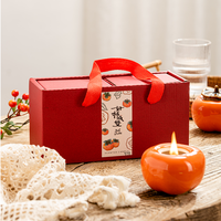 Ensemble de 2 bougies parfumées en cire de soja en céramique en forme de kaki, boîte cadeau avec couvercle