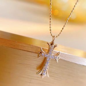 Xinfly Jewelry 18K Pure Gold Ruby and Diamond Embellished Religious <b>Cross</b> Pendant Necklace - Product Image 5