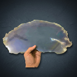 Wholesale 10-12 Inch Feng Shui Grey Agate Plate Handmade Natural Edge Platter Crystal <b>Kitchen</b> Serving Dish Healing Rough Edge - Product Image 3