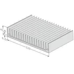 Alüminyum 6063 T5 ekstrüzyon ısı giderici alüminyum 220(W)* 40(H)mm