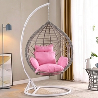 Fauteuil suspendu en forme d'œuf pour extérieur, patio, balcon, hamac en rotin, fauteuil de détente individuel pour intérieur avec support et coussin