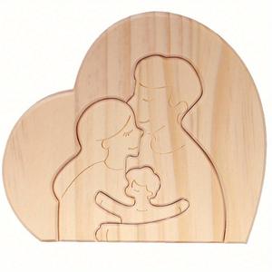 2025 Regalo del Día de la madre Nombre DE FAMILIA grabado Padres e hijos en forma de amor Abrazo Rompecabezas familiares de madera - Product Image 2