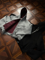 Cardigan zippé rouge impérial pour homme, style américain, coupe courte, en tissu Air-layer, coupe ample, poids lourd 350g, Printemps-Automne