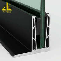 Profilé en U en aluminium noir facile à installer pour base de garde-corps en verre, fente pour verre feuilleté de 10-16 mm, pour balcon sans cadre