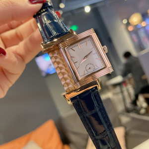 Montre de luxe à quartz avec bracelet en cuir véritable de haute qualité, montre à clapet carrée pour femmes. - Product Image 5