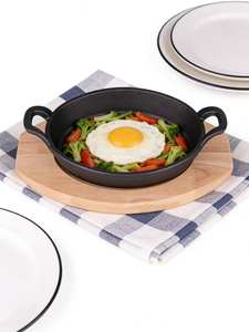 Poêle à frire ovale en fonte antiadhésive de haute qualité Zunck pour steaks, avec base en <span class=keywords><strong>bois</strong></span> - Product Image 6