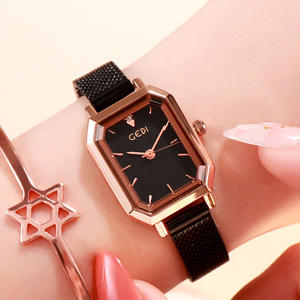 Montre élégante pour femme, polyvalente, carrée, rétro, bracelet en maille, décontractée, étanche, à quartz - Product Image 1